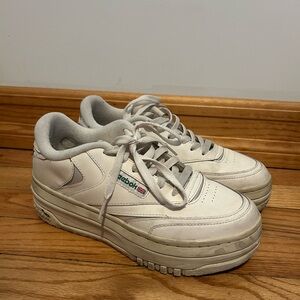 Reebok Club C Cream Sneakers with Platform Sole